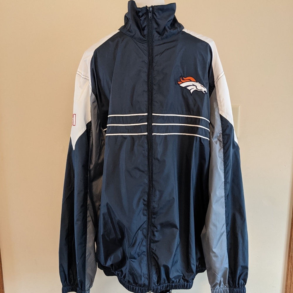 NFL Denver Broncos Navy, Gray Windbreaker, XL